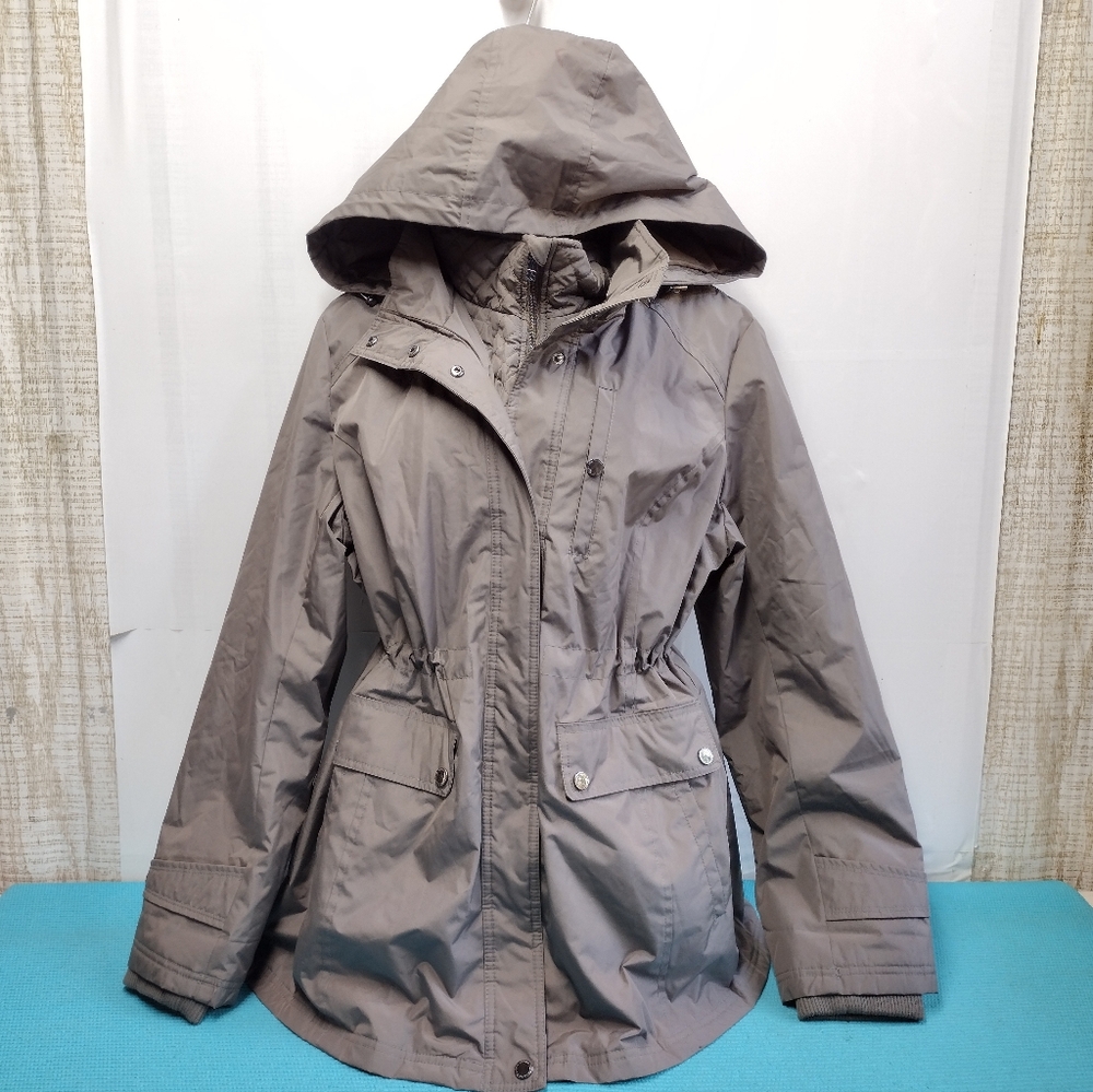 Liz Claiborne Winter Snow Full Zip Hooded Jacket Drawstring Waist - Size L